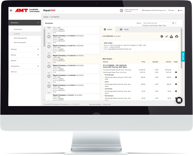 Invoices on notebook