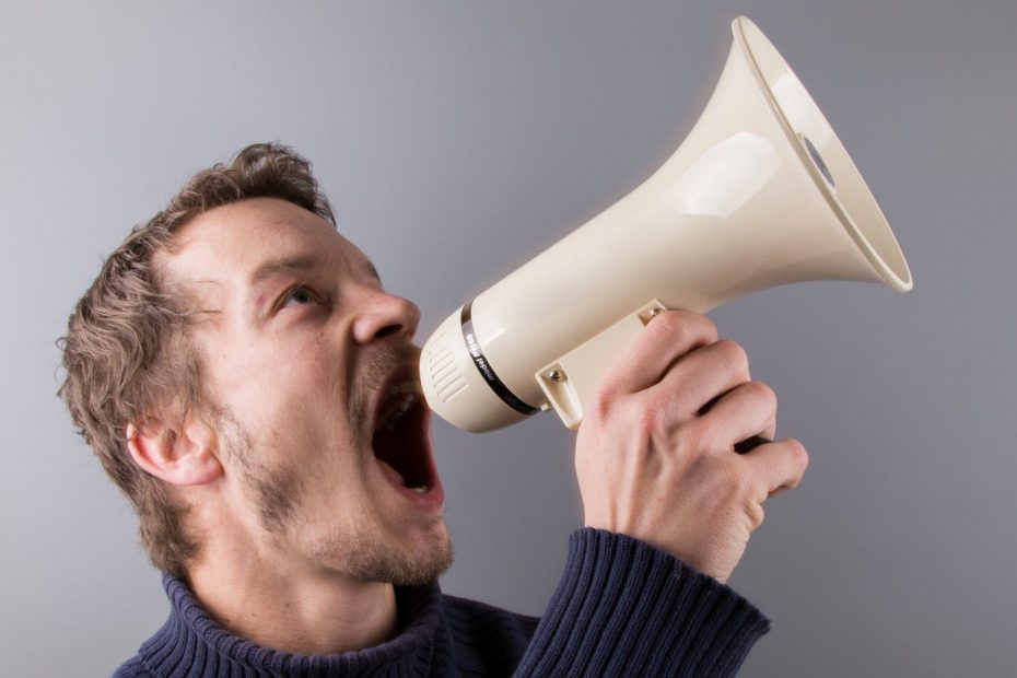 A man with a megaphone